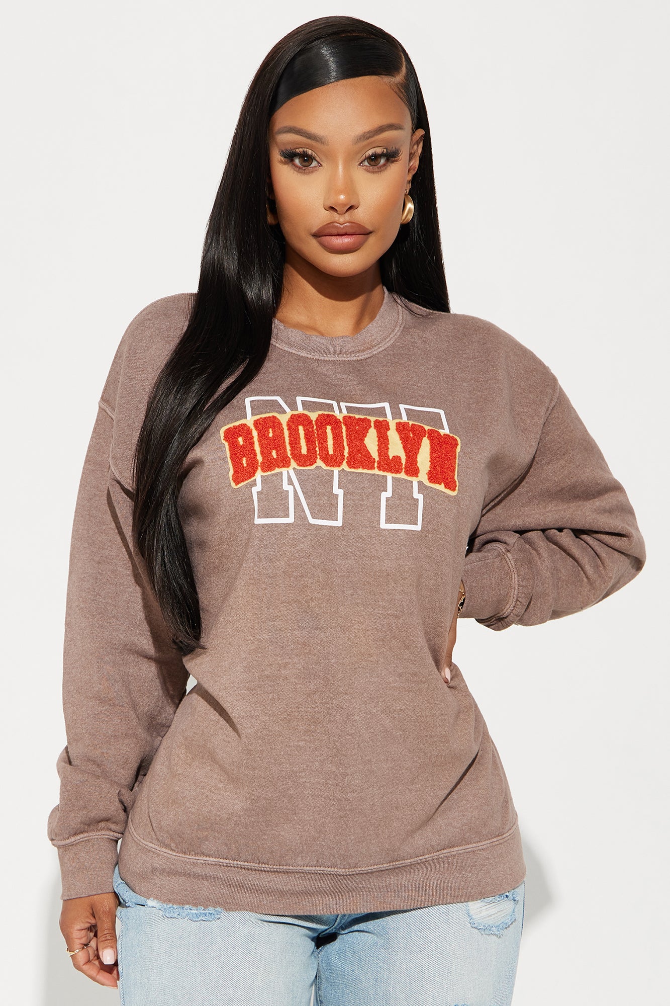 Chenille patch cheap sweatshirt