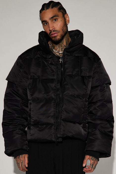 Enjoy Life Nylon Puffer Jacket Black