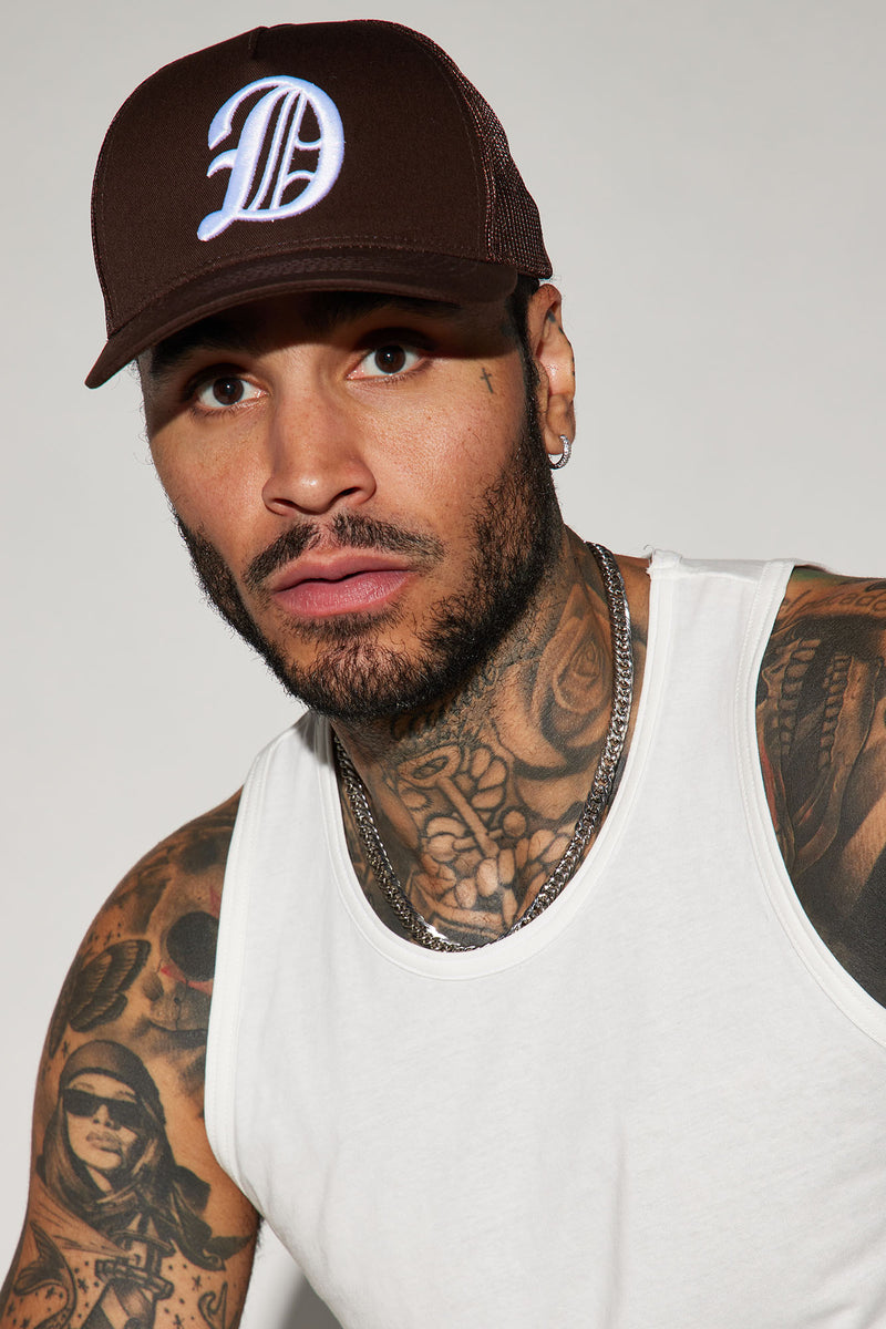 Brown Hat Rapper Detroit Twill Trucker Hat - Dark Brown | Fashion Nova, Mens Accessories ...