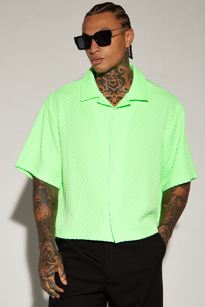 Luxor Textured Cropped Button Up Shirt - Neon Green | Fashion Nova ...