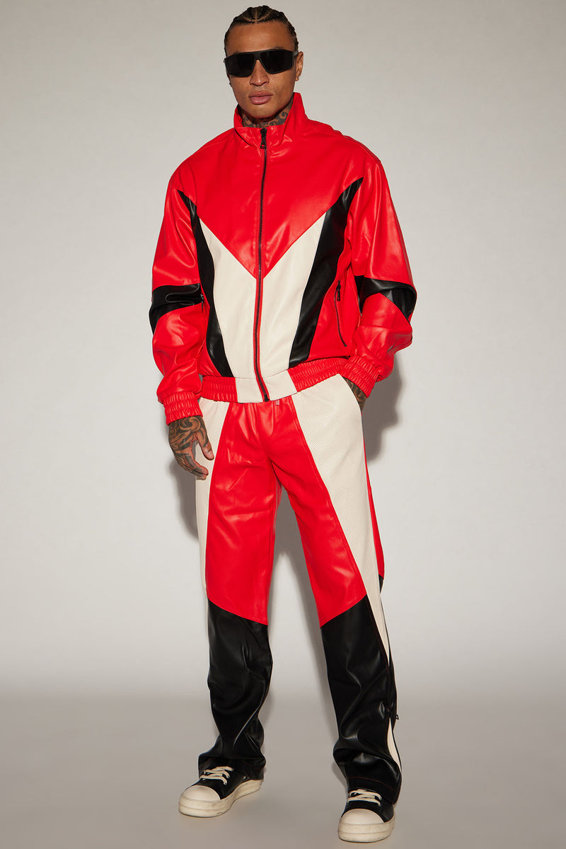 Translucent Track Pants See Through You Faux Leather Track Pants - Red/combo | Fashion Nova ...