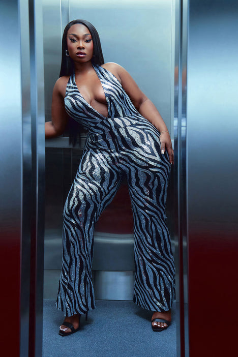 Some Like It Hot Sequin Jumpsuit Black Silver Fashion Nova