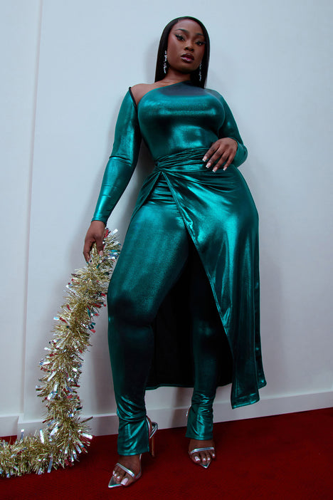 Green metallic sale jumpsuit