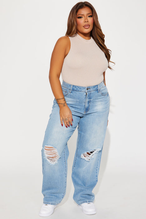Plus size top jeans no stretch