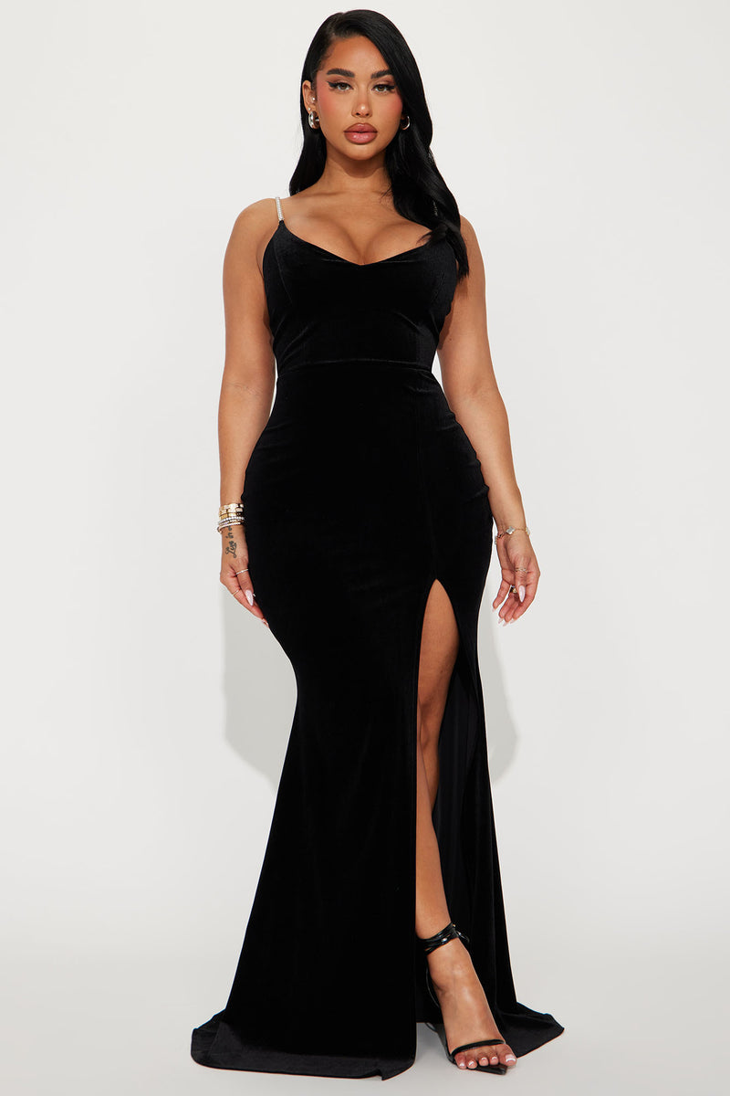 Pearly Nights Velvet Maxi Dress - Black | Fashion Nova, Dresses ...