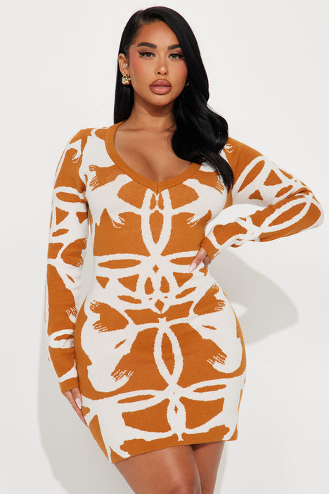 Klarissa Sweater Mini Dress Rust