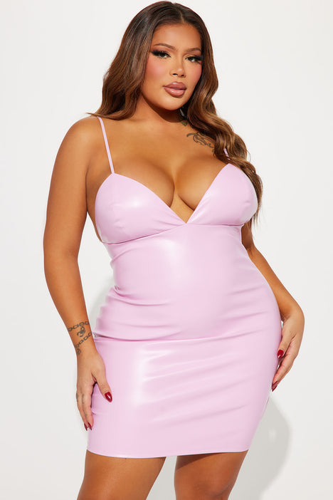 Wanting Me Back Faux Leather Mini Dress Pink