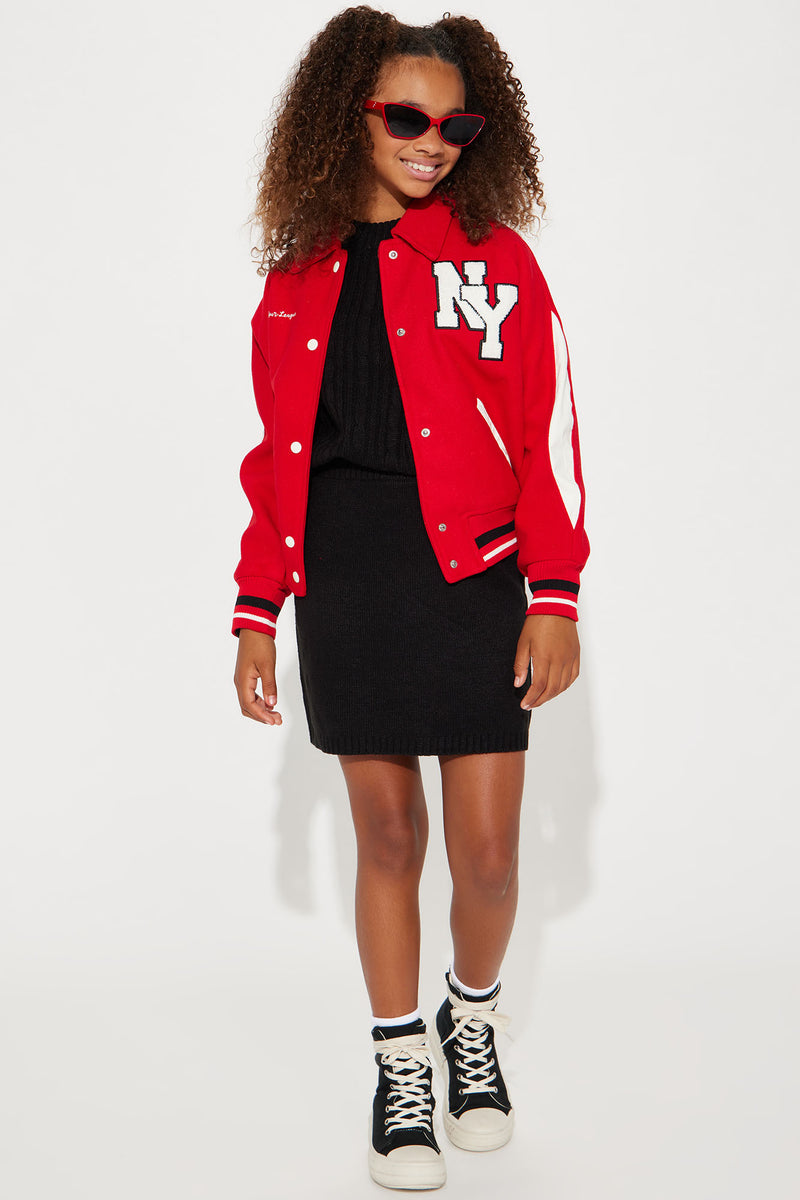 Mini NY Celeb Varsity Bomber Jacket - Black/combo | Fashion Nova, Kids ...