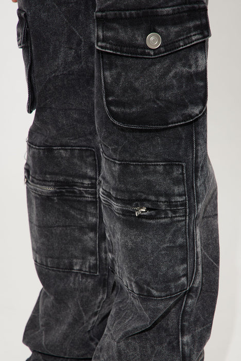 Mini Mad For You Cargo Jeans - Acid Wash Black
