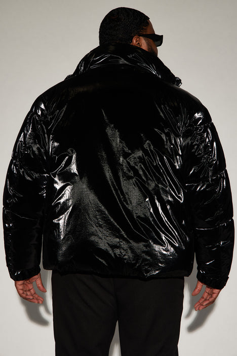 Leona Oil Slick Puffer Black Fashion Nova Mens Outerwear