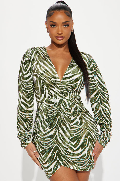 Amelia Tropical Mini Dress Olive Fashion Nova Dresses
