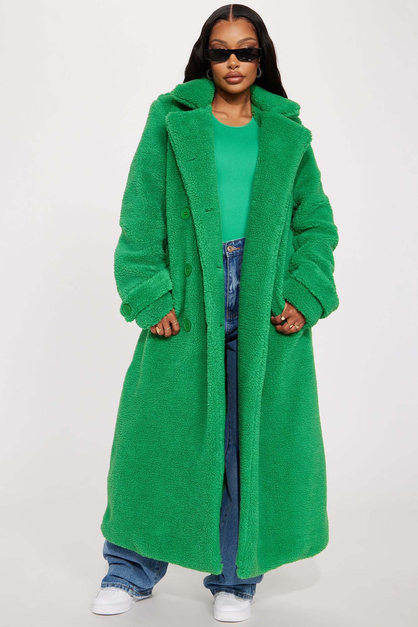 Treat Yourself Sherpa Coat Kelly Green