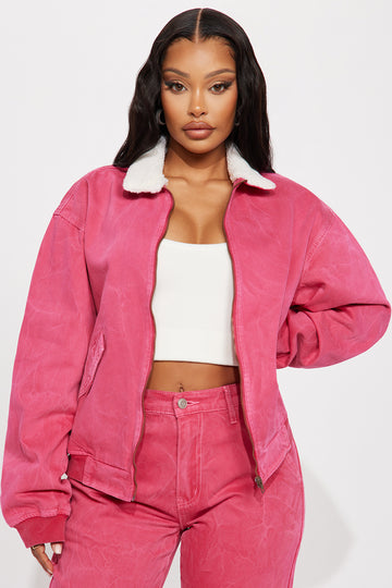 Jeans jacket deals with pink fur