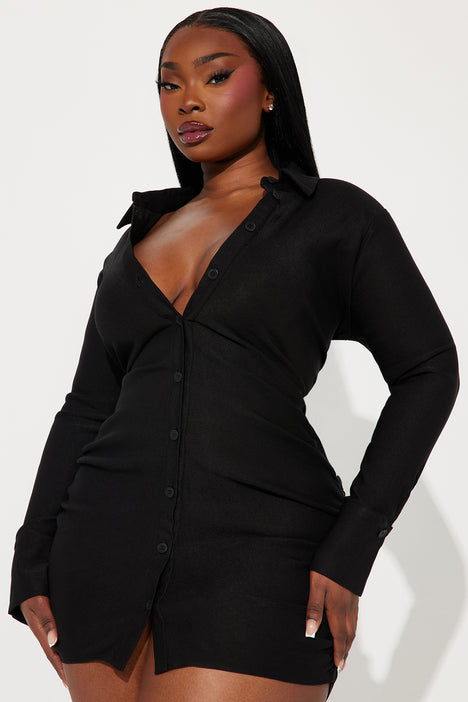 Black shirt mini dress hot sale