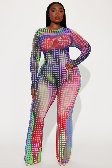 Run It Back Mesh Jumpsuit Multi Color