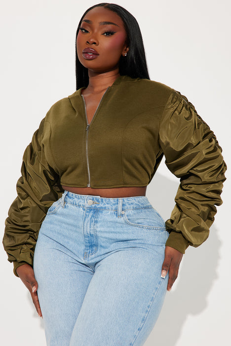 Love Street Ruched Jacket Olive Fashion Nova Jackets Coats