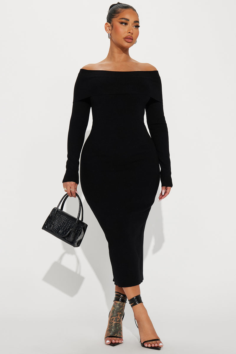 Josie Sweater Midi Dress - Black | Fashion Nova, Dresses | Fashion Nova