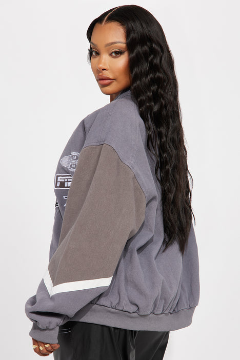 Women's gray bomber jacket shop