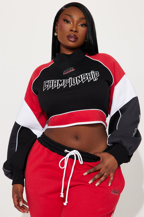 Red sweatshirt crop top top