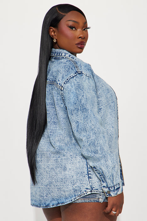 Acid wash denim shirt womens on sale