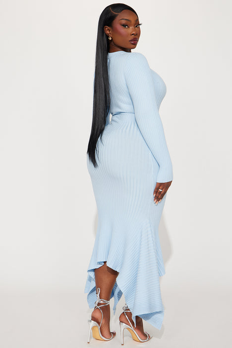 Kaylie Sweater Maxi Dress Light Blue Fashion Nova Dresses