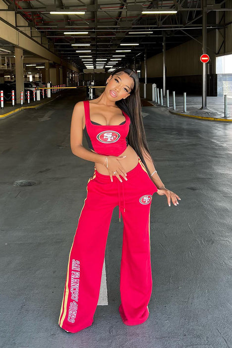 49ers Second Half Come-Back Wide Leg Pant - Red, Fashion Nova, Screens  Tops and Bottoms