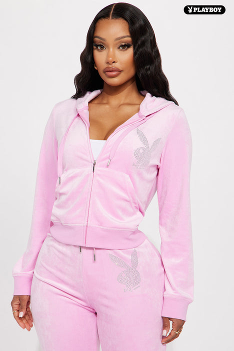 Pink playboy zip up hoodie online