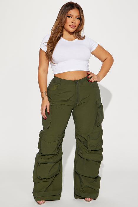 Talk It Up Oversized Cargo Pant - Olive, Fashion Nova, Pants