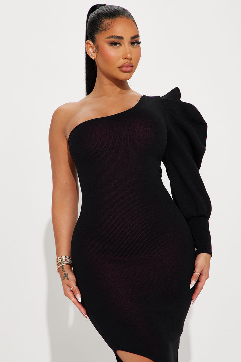 Penelope Ruffle Midi Dress - Black | Fashion Nova, Dresses | Fashion Nova