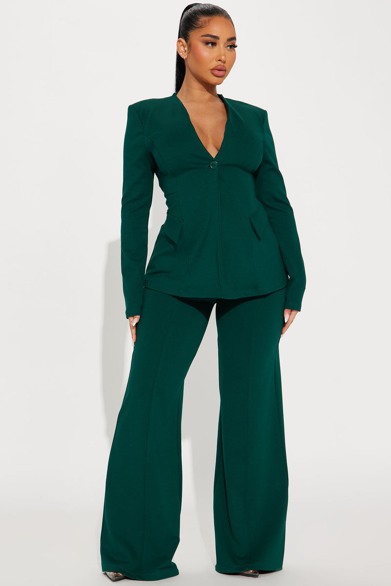 Believe It Blazer Pant Set Hunter Fashion Nova, Matching Sets