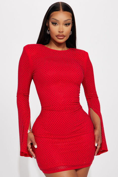 Red mesh dress store