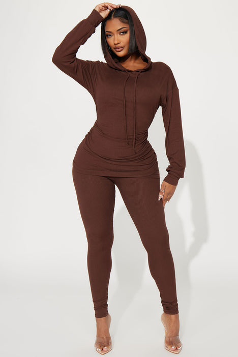 Time Is Right Legging Set - Brown
