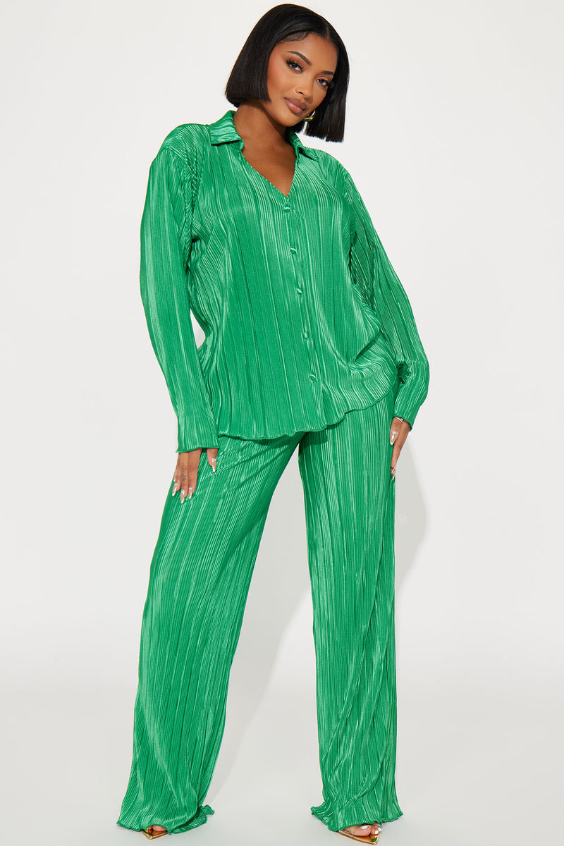 If It Plisse You Pant Set - Kelly Green | Fashion Nova, Matching Sets ...