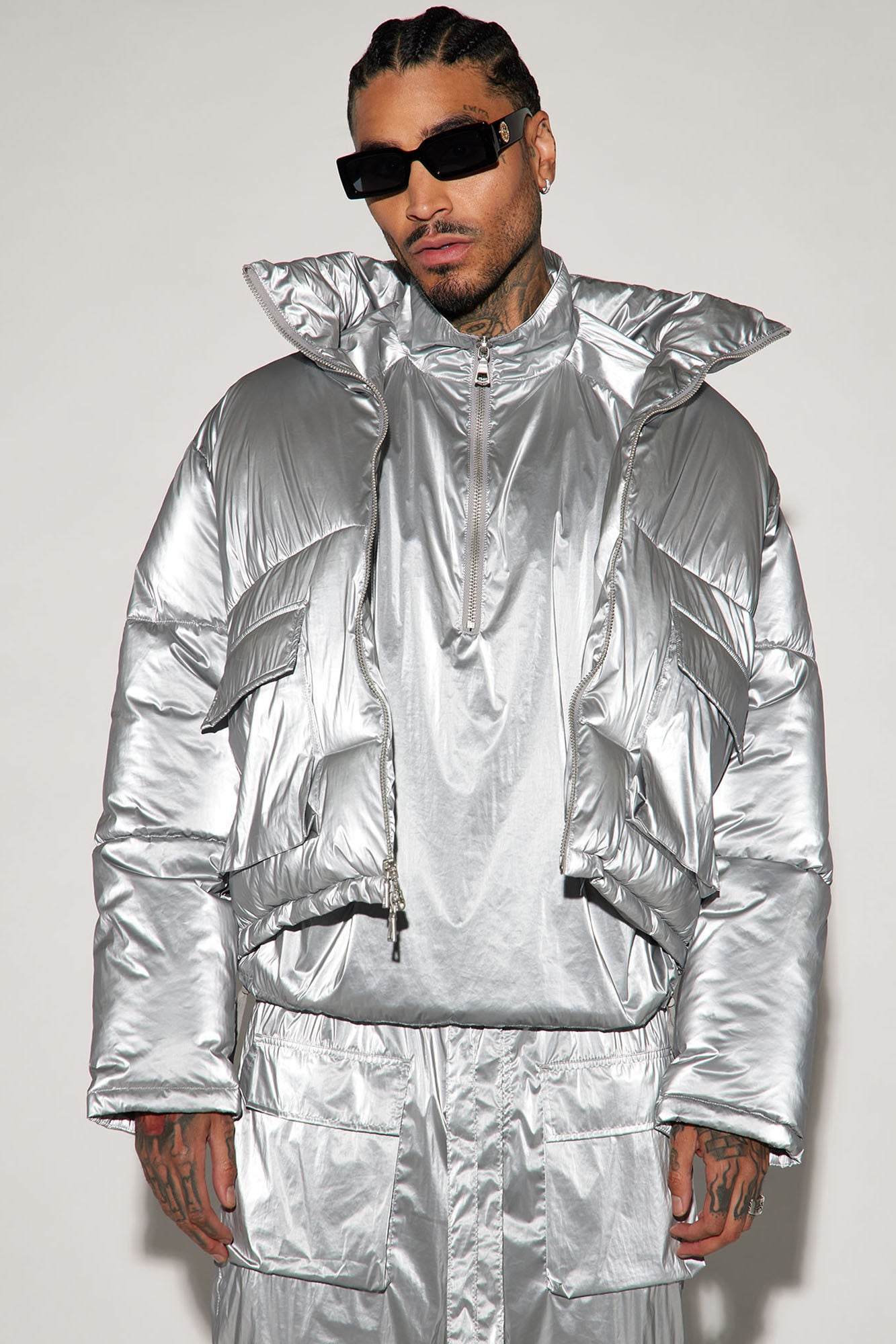 Silver puffer jacket mens 2025