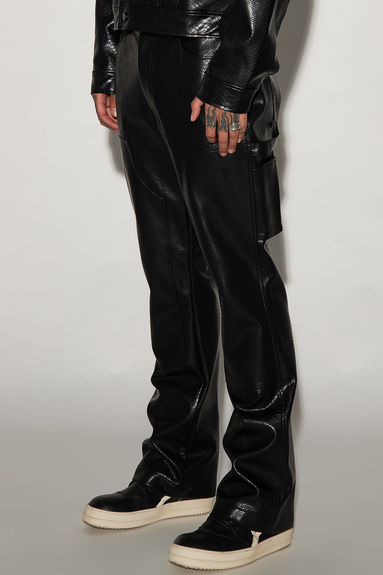 Sawyer Faux Python Carpenter Pants - Black | Fashion Nova, Mens