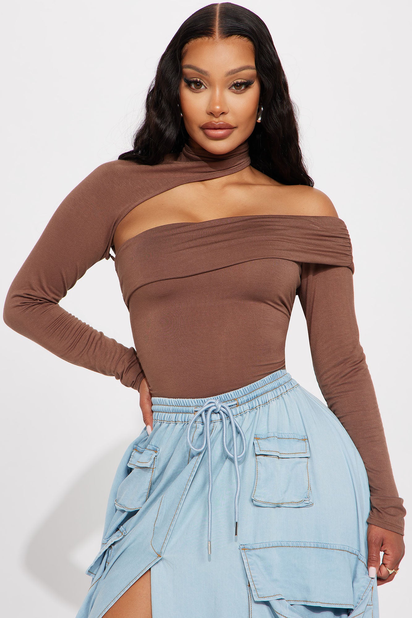 Watch Learn One Shoulder Top Mocha Fashion Nova Knit Tops