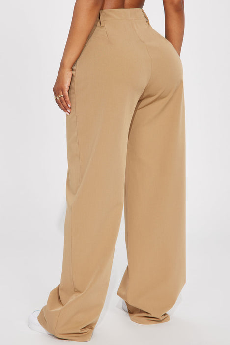 Allison Wide Leg Trouser - Khaki, Fashion Nova, Pants