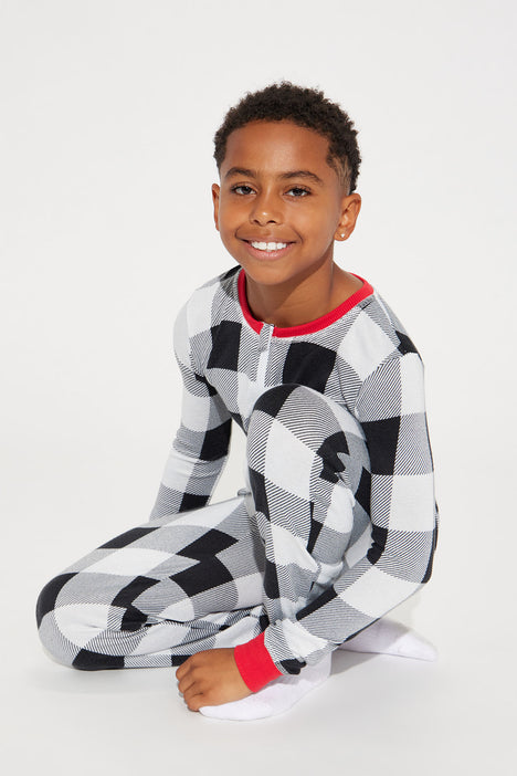 Mini Issa Snow Ball Fight Holiday PJ Jumpsuit Onesie Black White