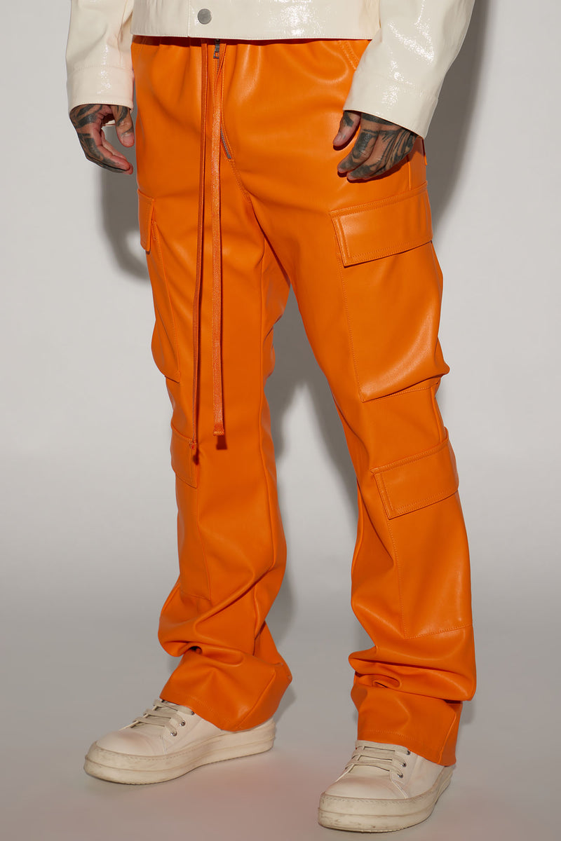Alisos Faux Leather Slim Flare Cargo Pants - Orange | Fashion Nova ...