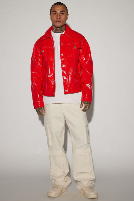 Red vinyl jacket mens new arrivals