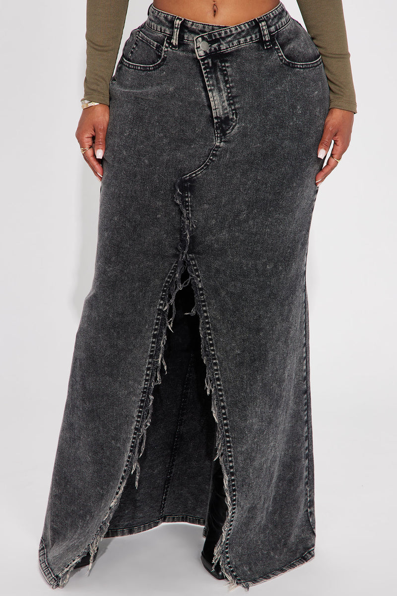 Downtown Girl Mineral Wash Maxi Skirt - Black Wash | Fashion Nova ...