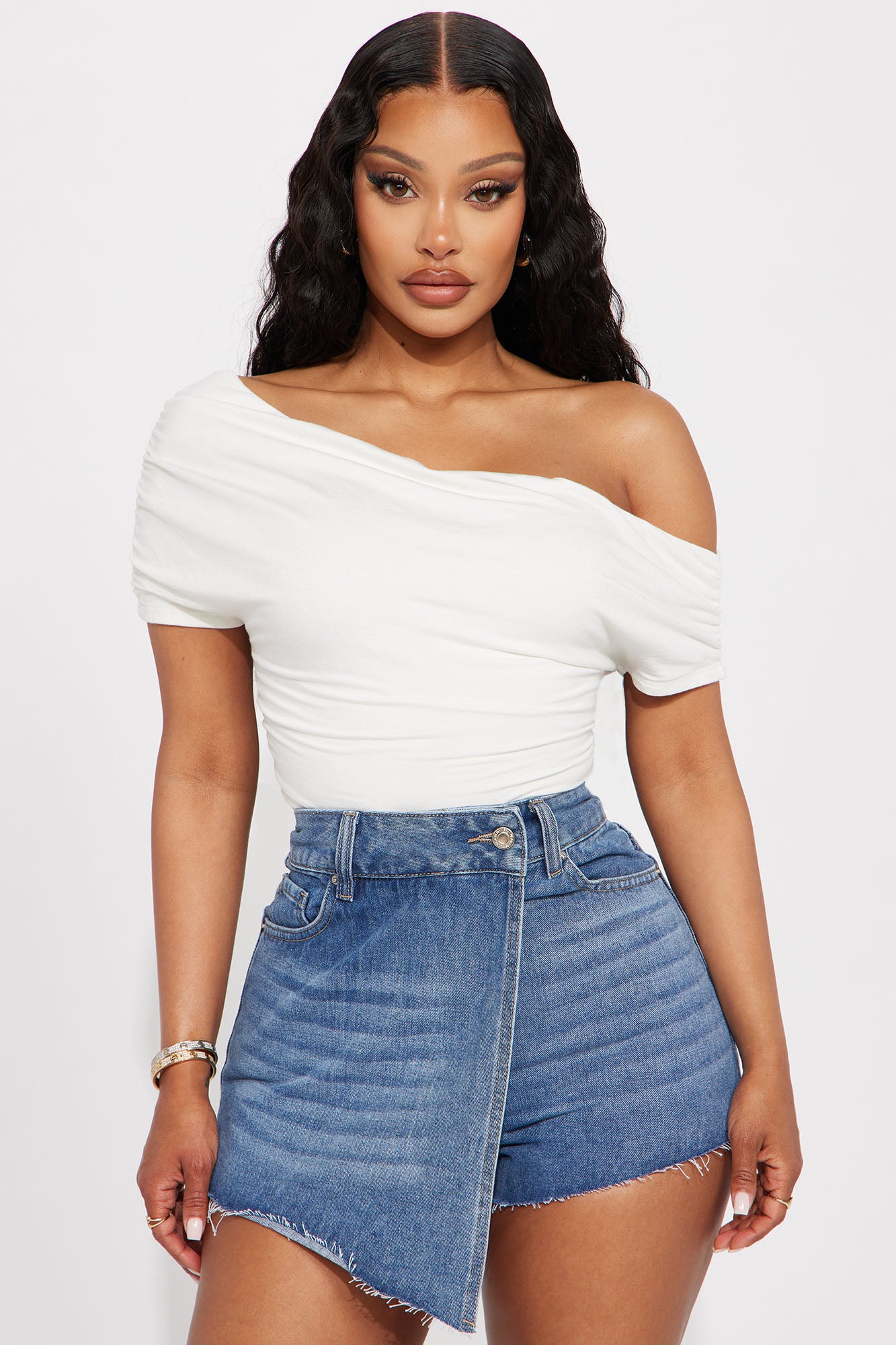 Oksana One Shoulder Top Ivory