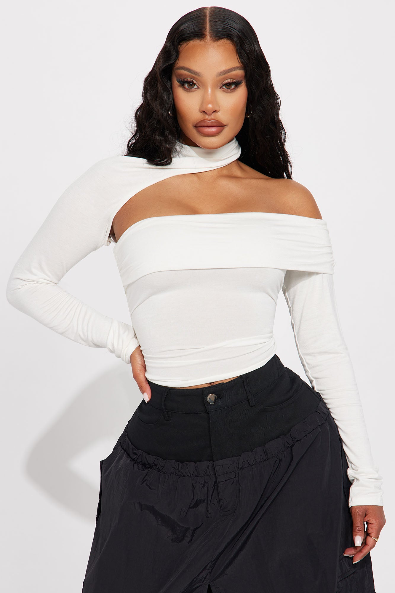 Watch Learn One Shoulder Top Ivory Fashion Nova Knit Tops