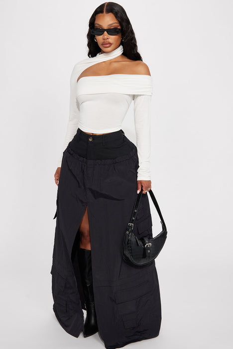 Black maxi skirt fashion nova hot sale