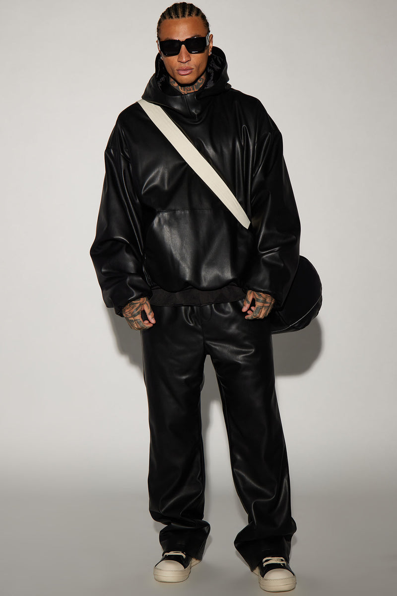Lift Off Faux Leather Padded Hoodie - Black | Fashion Nova, Mens ...