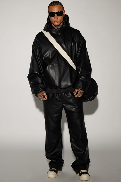 Faux on sale leather hoodie