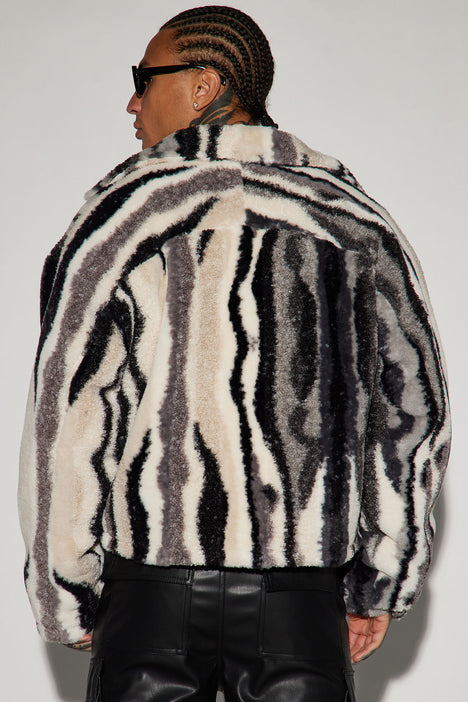 Fuzzy love button crop jacket online