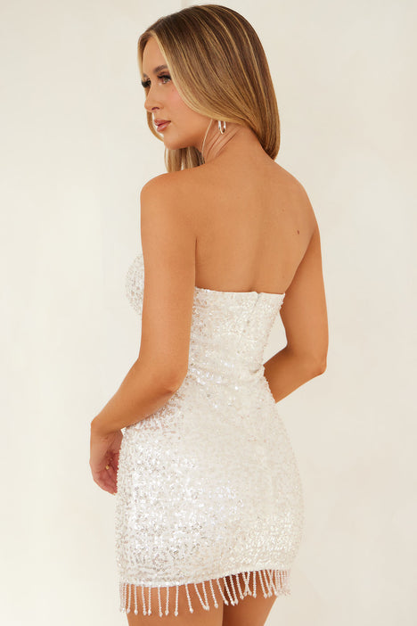 White sequin bachelorette dress on sale