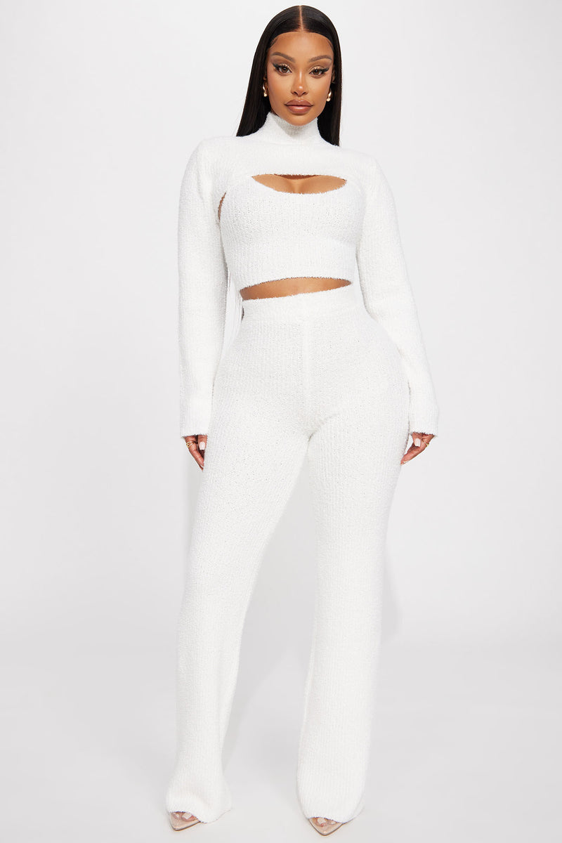 Feeling Cozy 3 Piece Pant Set - White | Fashion Nova, Matching Sets ...