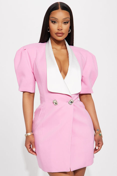 Fashion nova pink best sale blazer dress